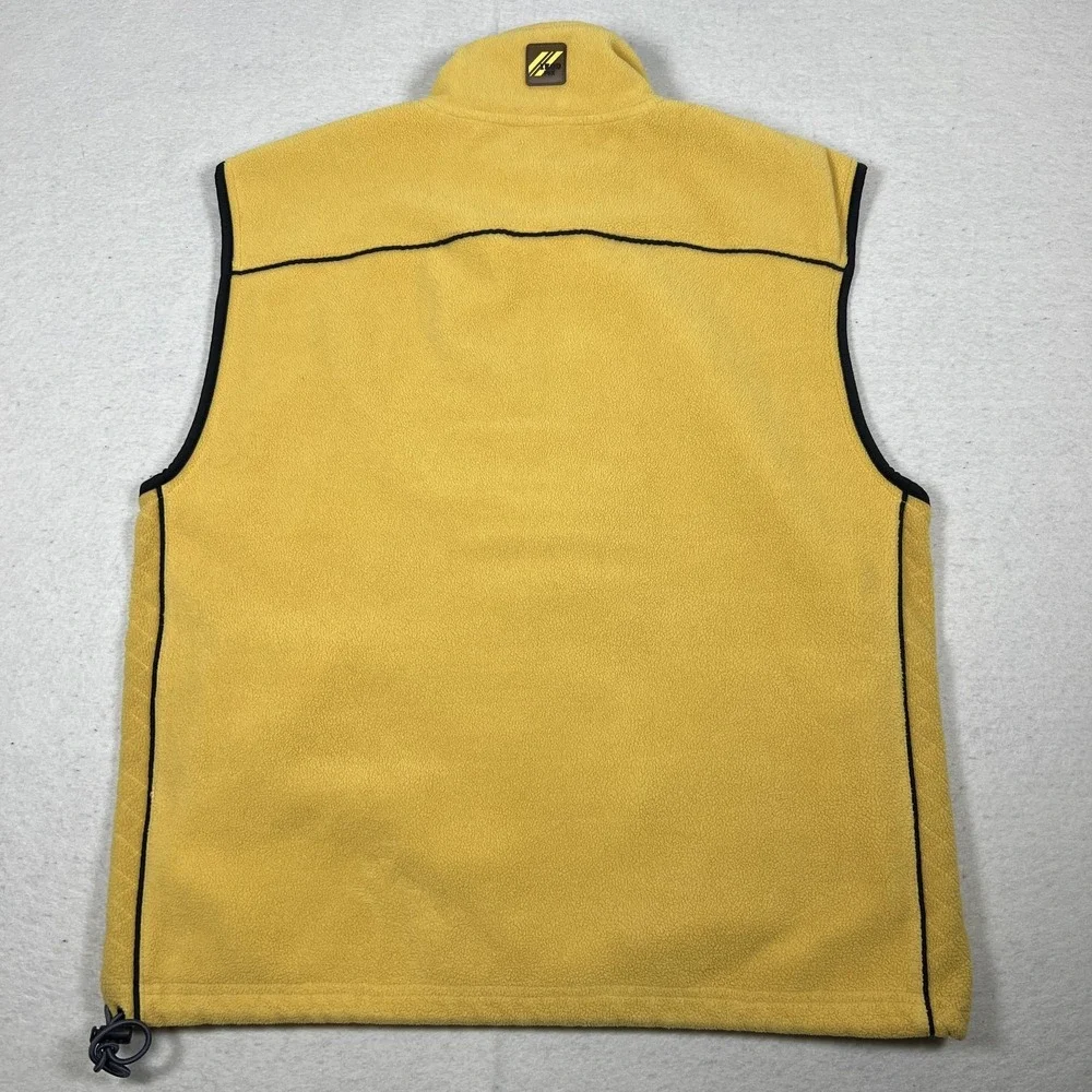 Y2K IZOD PerformX Fleece Vest Mens Large Yellow Full Zip‎ Lined Outdoor Casual